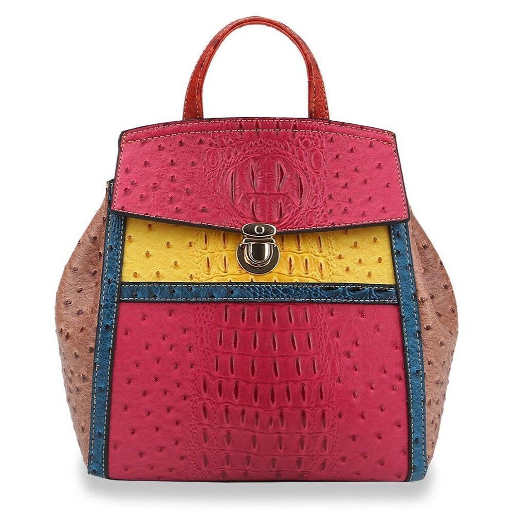 Colorful Embossed Fashion Backpack Purse for Women Fashion Anti-theft Bag